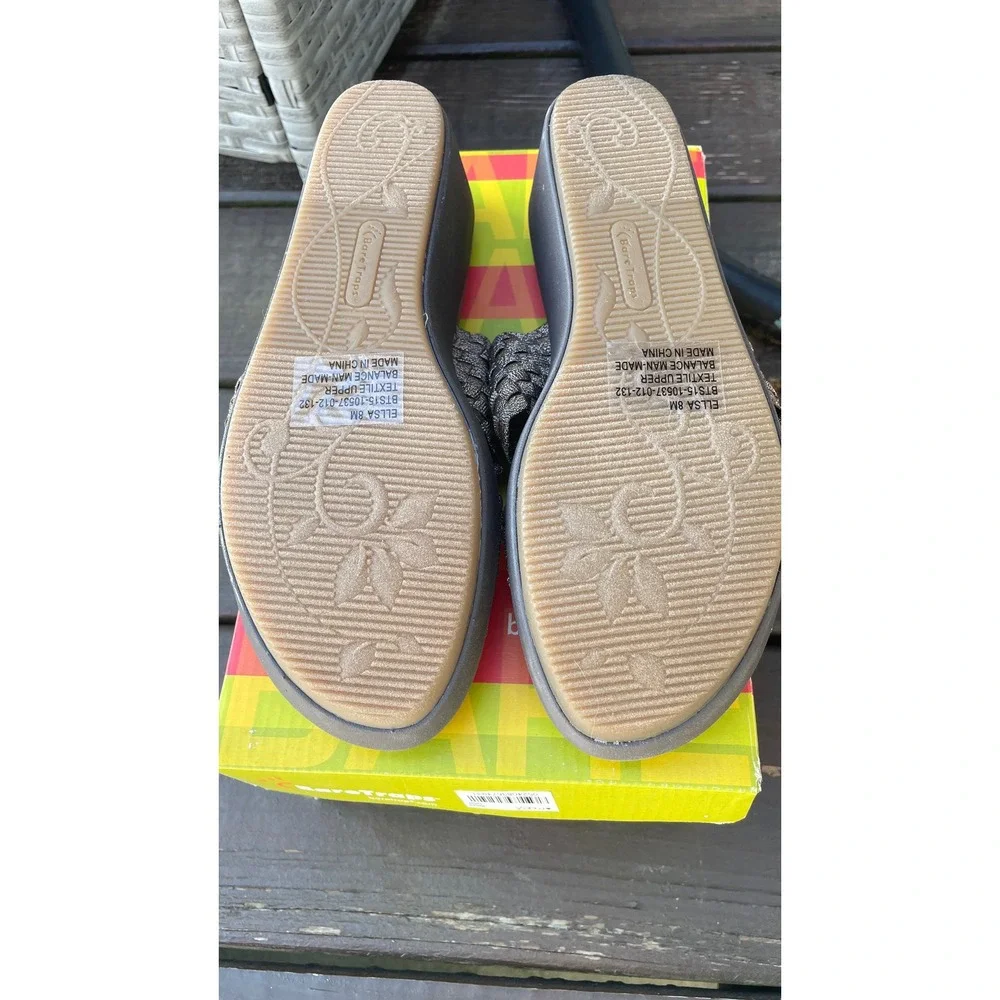BareTraps Ellsa Bronze Woven‎ Wedge Sandals Womens 8 Metallic Slip On Mules